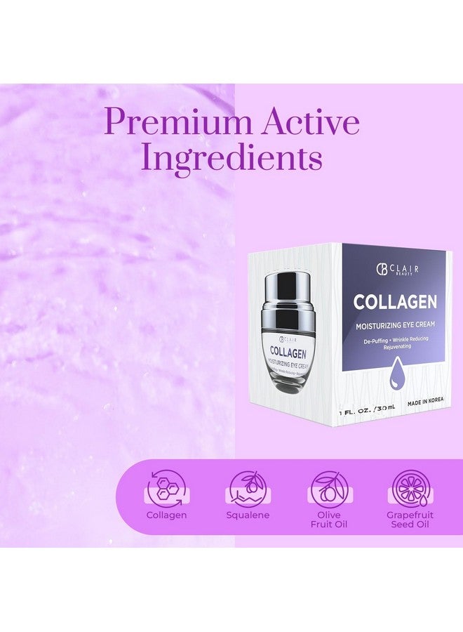 Collagen Eye Cream For Dark Circles And Puffiness Moisturizing & Antiaging Under Eye Cream Cruelty Free Korean Skin Care For All Skin Types 1.01 Oz