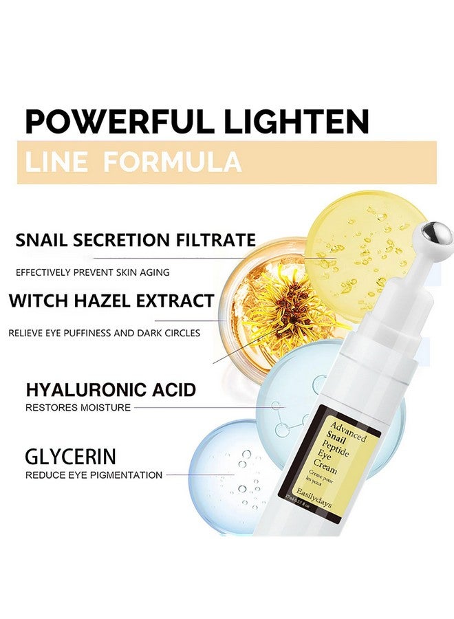 Snail Peptide Advanced Under Eye Cream For Dark Circles With 360° Massage Ball Reduces Wrinkles &Fine Lines Eye Essence Rollon Firms Moisturizes And Tightens Puffy Eyes For Men&Women