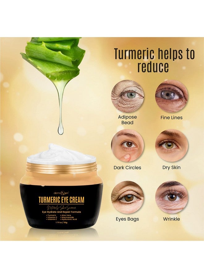 Turmeric + Vitamin C Eye Cream Booster Anti Aging Eye Cream Hydrating & Moisturizing Eye Cream For Dark Circles Puffiness Visible Results Under Eye Cream Reduces Eye Bags & Fine Lines.