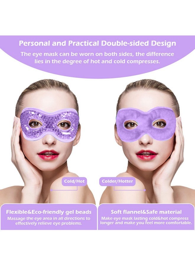 2Pcs Gel Eye Mask Reusable Hot Cold Compress Pack Eye Therapytherapeutic Gel Eye Spa Pad For Puffiness/Dark Circles/Eye Bags/Dry Eyes/Headaches/Migraines/Stress Reliefpurple&Pink