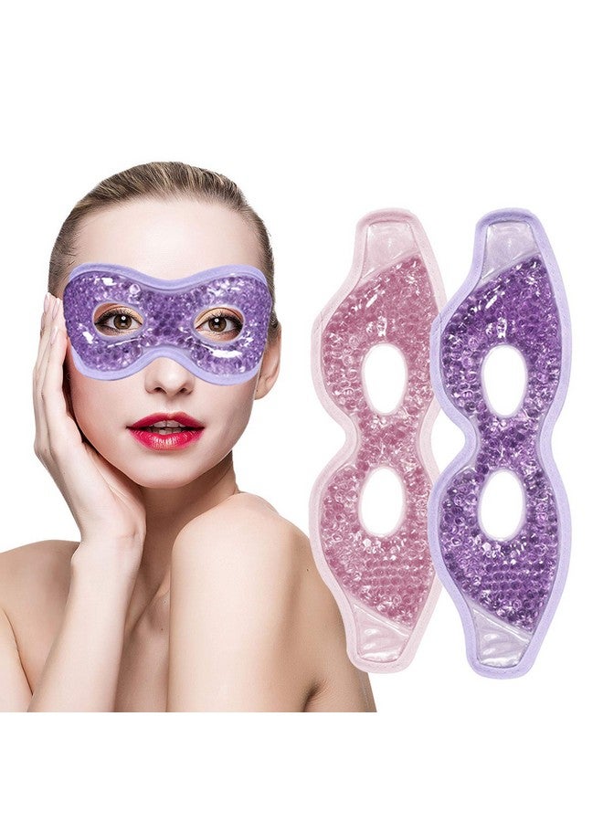 2Pcs Gel Eye Mask Reusable Hot Cold Compress Pack Eye Therapytherapeutic Gel Eye Spa Pad For Puffiness/Dark Circles/Eye Bags/Dry Eyes/Headaches/Migraines/Stress Reliefpurple&Pink