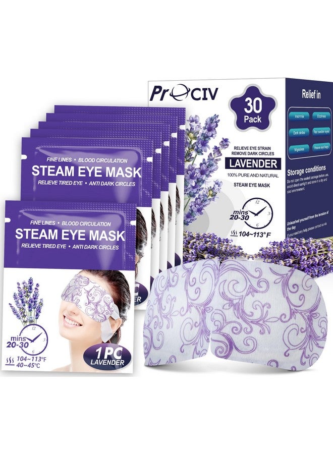 30 Packs Lavender Steam Eye Mask Heated Eye Mask For Dark Circles And Puffiness Warm Eye Mask For Dry Eye Mask Relief Eye Fatigue Headache Hot Sleep Eye Mask For Disposable Moist Heat Eye Compress