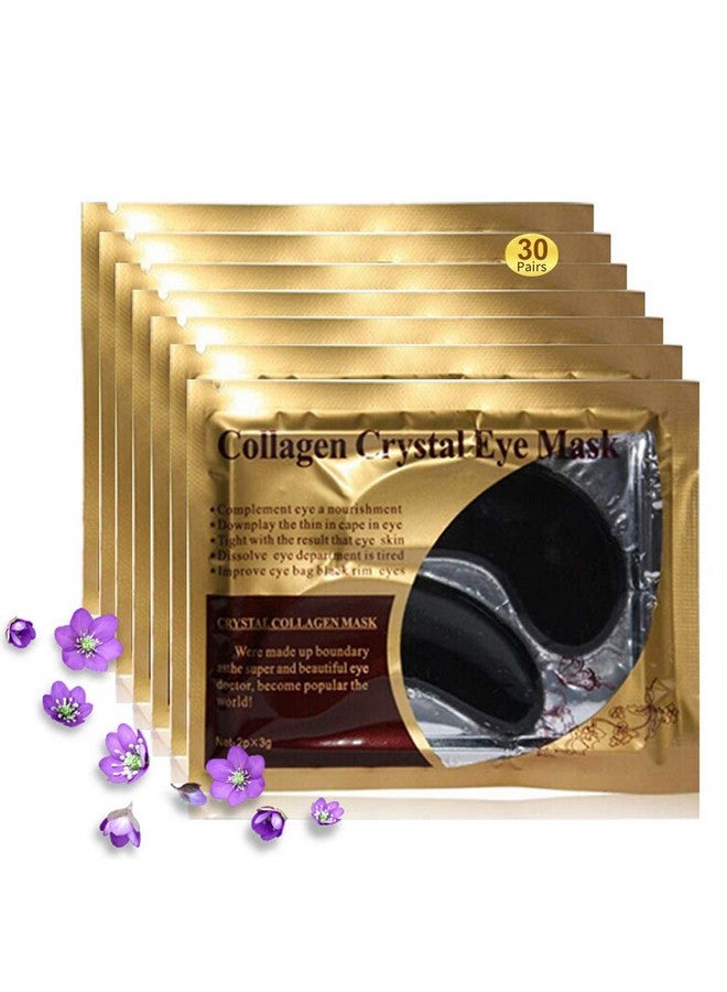 Eye Mask 30 Pairs Collagen Under Eye Patches Black Crystal Eye Gel Pads For Reducing Dark Circles Lighten Wrinkles Antiaging Moisturizing Fine Lines Eye Bags Puffiness Women Men
