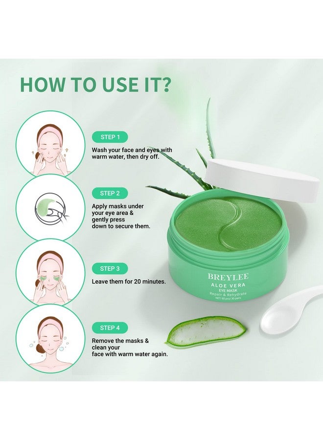 Aloe Vera Eye Mask 60 Pcs Puffy Eyes And Dark Circles Treatments Look Younger And Reduce Wrinkles And Fine Lines Undereye Improve And Firm Eye Skin Pure Natural Material Extraction
