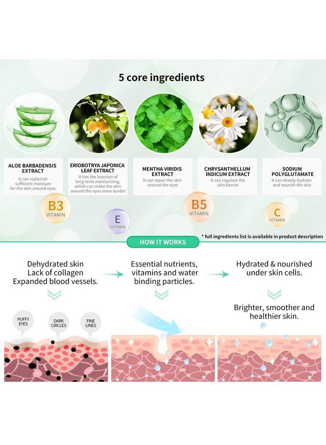Aloe Vera Eye Mask 60 Pcs Puffy Eyes And Dark Circles Treatments Look Younger And Reduce Wrinkles And Fine Lines Undereye Improve And Firm Eye Skin Pure Natural Material Extraction
