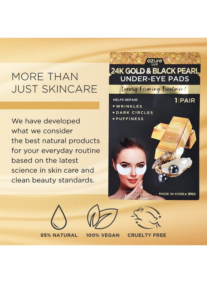 Azure 24K Gold & Black Pearl Luxury Firming Under Eye Pads Moisturizing & Restoring Eye Mask Patches Reduces Fine Lines Wrinkles Dark Circles & Puffiness Skin Care Made In Korea 5 Pairs