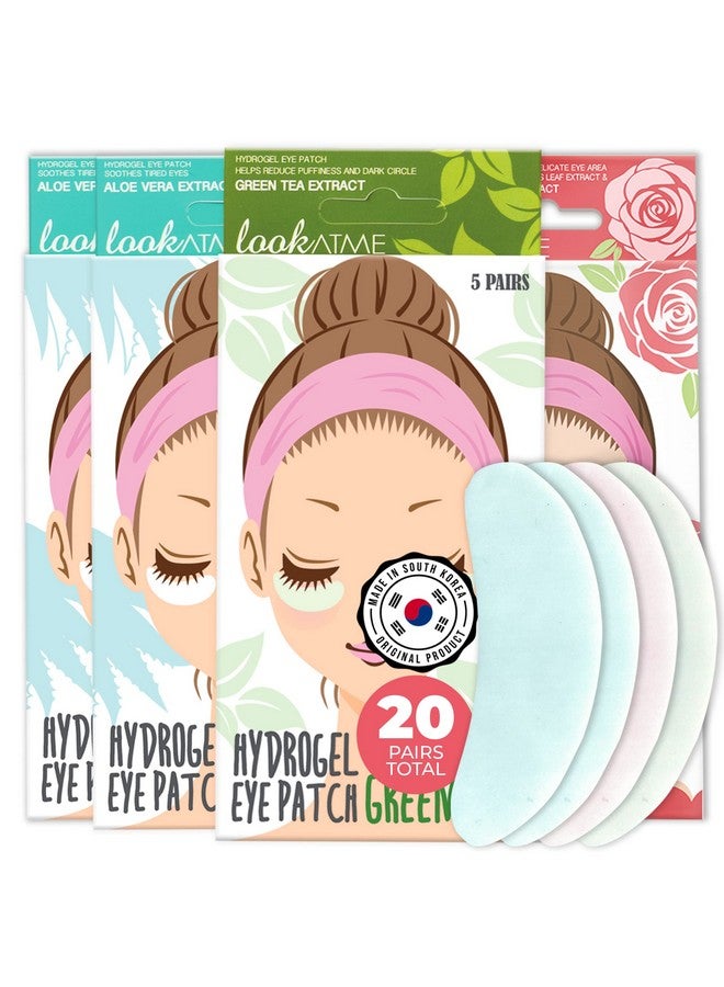 Under Eye Patches For Dark Circles And Puffiness (20 Pairs) Korean Skin Care Caffeine Collagen Eye Patches For Puffy Eyes Hydrogel Eye Patch Under Eye Mask Aloe Vera Rose Green Tea Gel Eye Pads