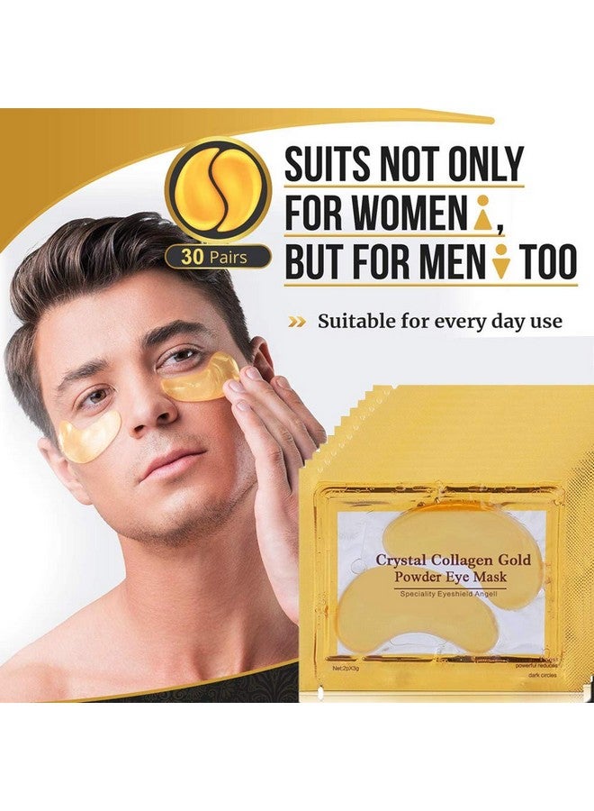 Under Eye Patches 30 Pairs Gold Eye Mask Eye Gel Pads With Collagen Treatment For Reducing Dark Circles Lighten Wrinkles Antiaging Moisturizing Fine Lines Eye Bags Puffiness For Women Men