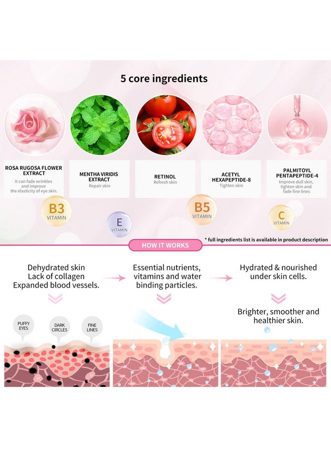 Rose Eye Mask 60 Pcs Under Eye Treatment For Puffy Eyes Wrinkles Dark Circles And Fine Lines (Rose)
