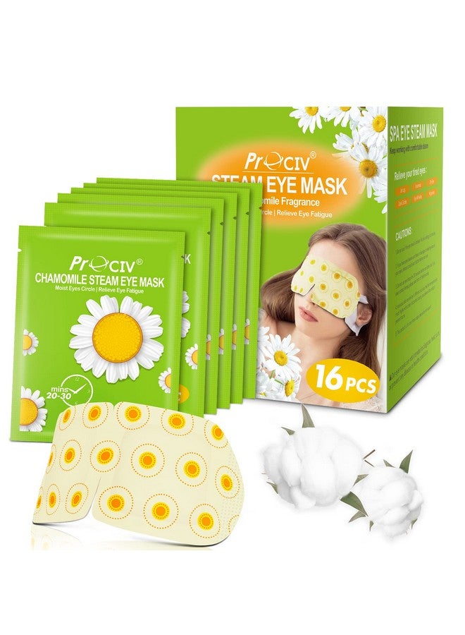 16 Packs Eye Masks For Dark Circles And Puffiness Disposable Soothing Headache Relief Dry Eyes Stress Relief Relief Eye Fatigue Steam Eye Masks (Chamomile)