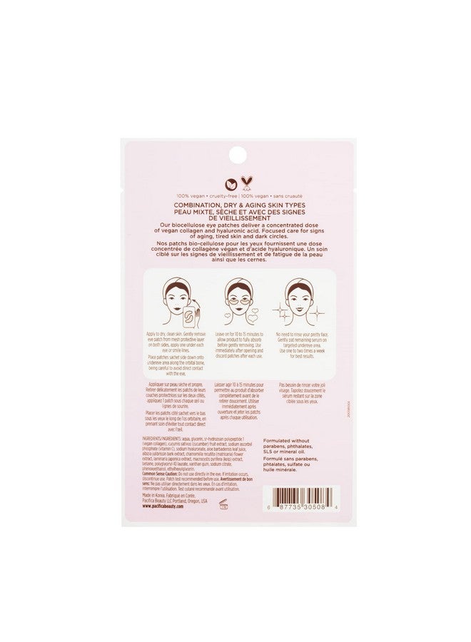 Beauty Vegan Collagen Hydrotreatment Undereye & Smile Lines Aging & Mature Skin For Tired Skin Dark Circles Hyaluronic Acid Biodegradable Patches Eye Patches For Puffy Eyes Vegan