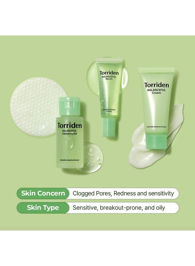 Balanceful Cica Trial Kit Gotu Kola Infused Daily Skincare Kit 4 Step Regimen With Cleansing Gel Toner Pad Serum And Cream Vegan Hypoallergenic Korean Skin Care