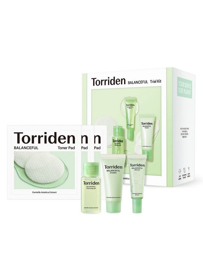 Balanceful Cica Trial Kit Gotu Kola Infused Daily Skincare Kit 4 Step Regimen With Cleansing Gel Toner Pad Serum And Cream Vegan Hypoallergenic Korean Skin Care