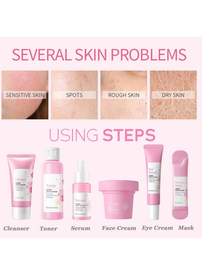 Skincare Gifts For Teenage Girlscherry Blossom Skincare Setsfacial Kitpamper Sets For Women Giftsskin Care Sets & Kits (Seta)