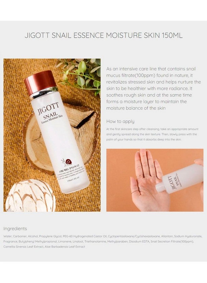 Snail Essence Moisture Skin Care 3Set K Beauty Snail Cream Moisturizer Toner Antiaging Hydration