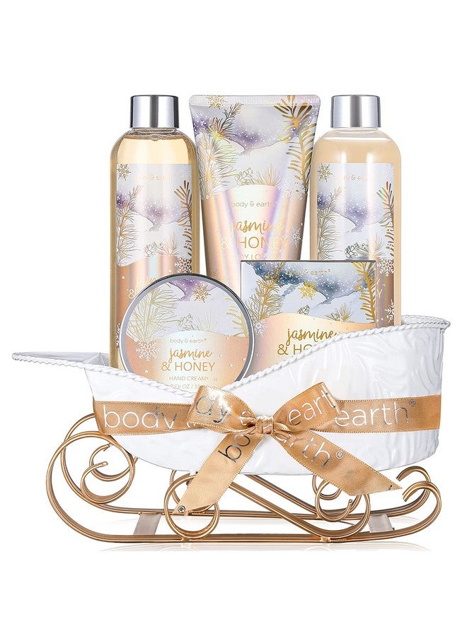 Gift Baskets For Women Body & Earth Gift Set With Jasmine & Honey Scent Includes Bubble Bath Hand Cream Bath And Body Gift Sets For Women Bath Sets For Women Gift Valentines Day Gifts For Her