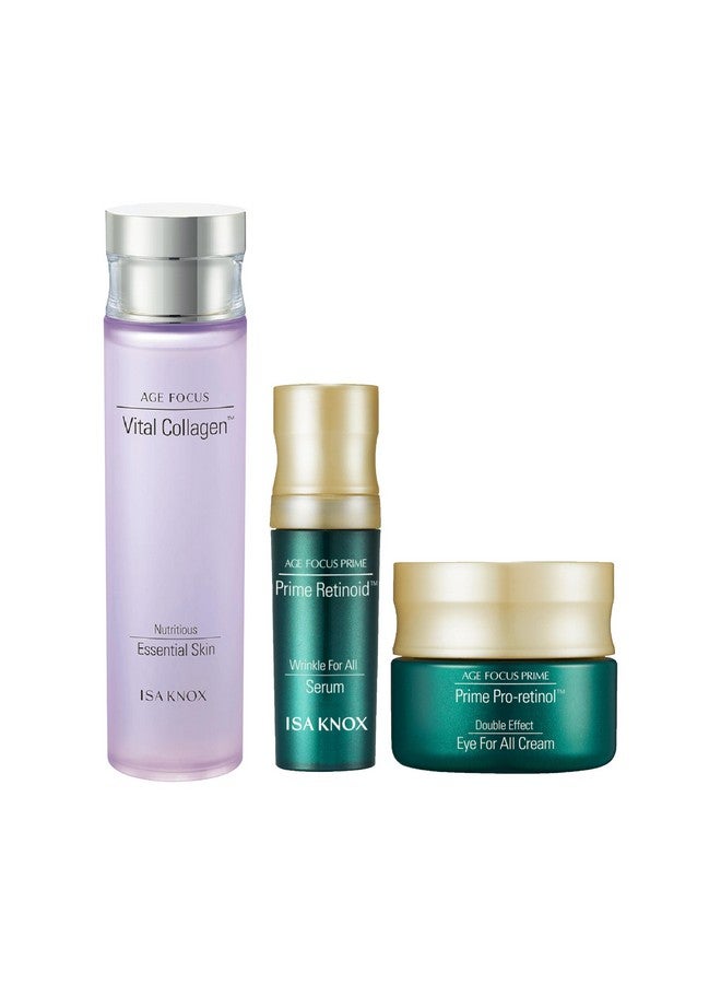Age Focus Vital Collagen Emulsion Prime Wrinkle For All Serum & Prime Eye For All Cream (177 Ml/5.99 Fl Oz) Korean Skin Care By Lg Beauty. Vitamins C B12 & E.