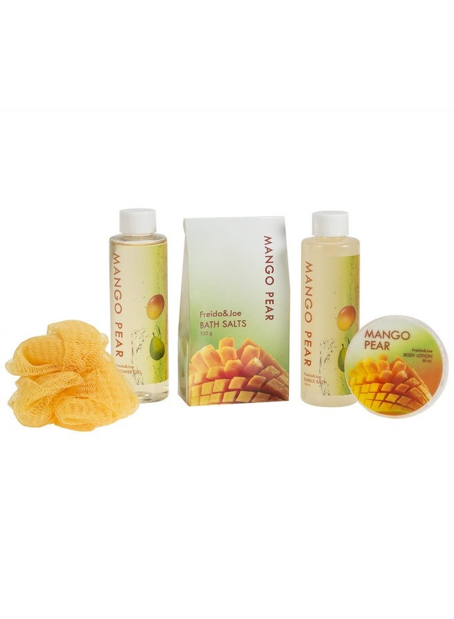 Home Spa Bath Basket Tropical Mago Pear Spa Set For Women Bath & Body Set For Women In A Stylish Orange Tub Luxury Body Care Mothers Day Gifts For Mom