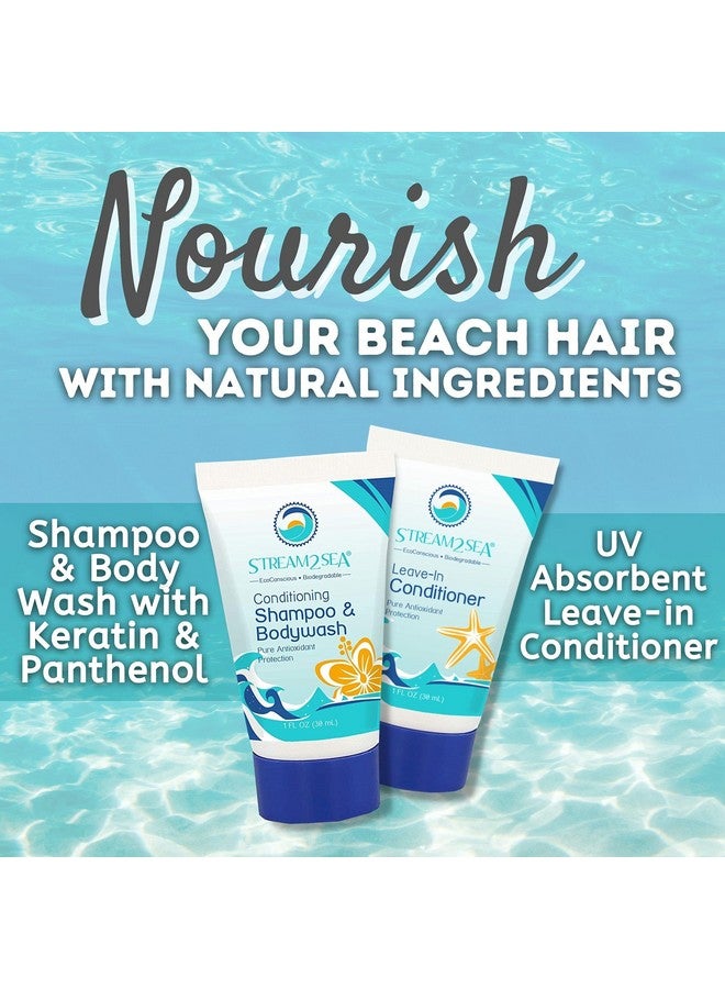 Ecoconscious Travel Kit Body & Hair Care Gift Set Shampoo & Body Wash Conditioner Spf30 Spf20 And Mineral Sunscreen Spf 30 Cucumber Mint And Hydrate Cherry Vanilla Lip Balm By Stream2Sea