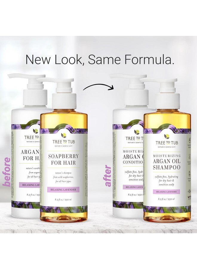 Hydrating Sulfate Free Shampoo And Conditioner Set For Dry Hair Dry Scalp Frizz Moisturizing Argan Oil Shampoo And Conditioner For Women & Men W/Organic Aloe Vera All Natural Lavender