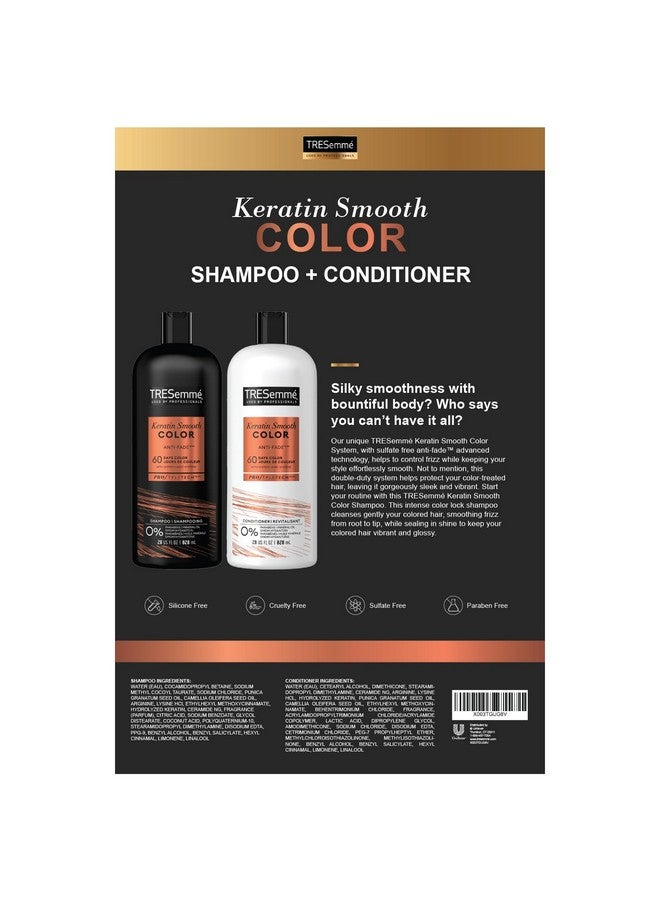 Shampoo And Conditioner Set Keratin Smooth Paraben And Sulfate Free Shampoo Safe For Colortreated Hair Deep Conditioner For Dry Damaged Hair 28 Fl Oz (2 Piece Set)