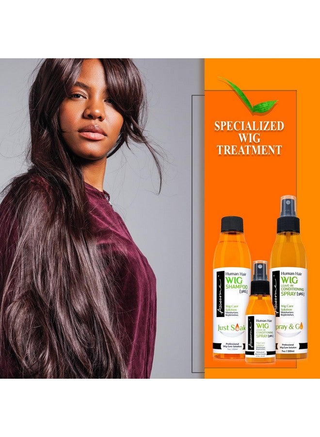 Human Hair Wig Shampoo & Conditioner Premium Set Of 3 Promoting Silkiness Shine & Freshness I Preventing Dryness (7 Fl Oz 2.3 Fl Oz Travel Size)