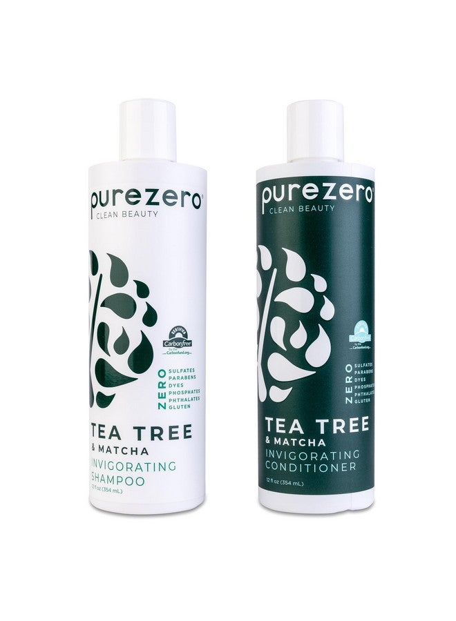 Tea Tree & Matcha Shampoo And Conditioner Set Nourishing & Invigorating Scalp Treatment Zero Sulfates/Parabens/Dyes 100% Vegan & Cruelty Free Great For Color Treated Hair