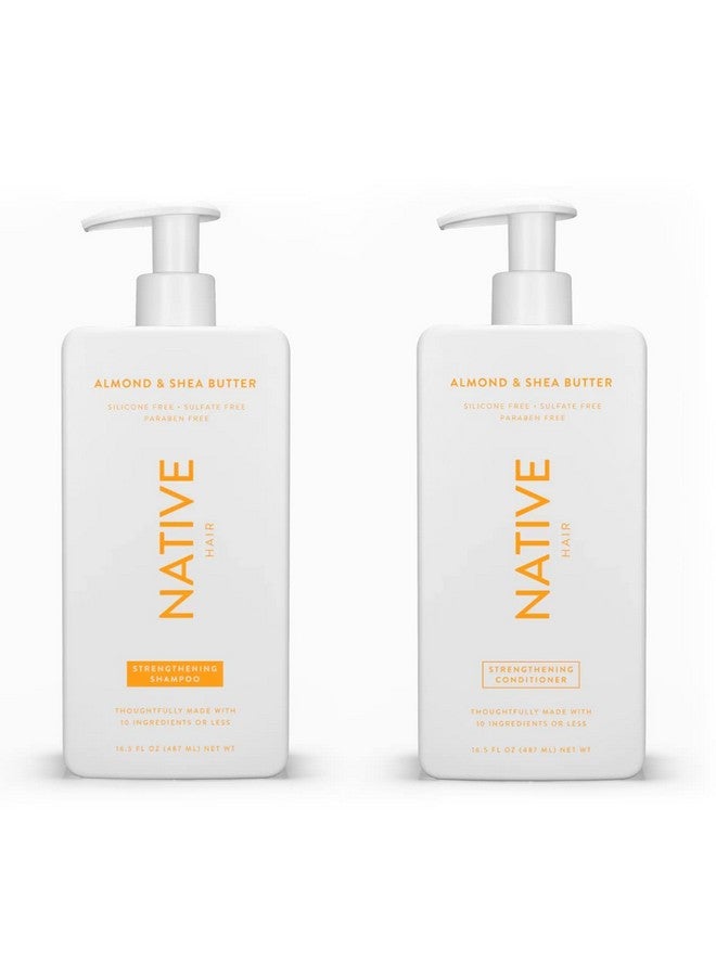 Shampoo And Conditioner Set Sulfate Free Paraben Free Dye Free With Naturally Derived Clean Ingredients 16.5 Oz (Almond & Shea Butter Strengthening) 1.31 Pounds