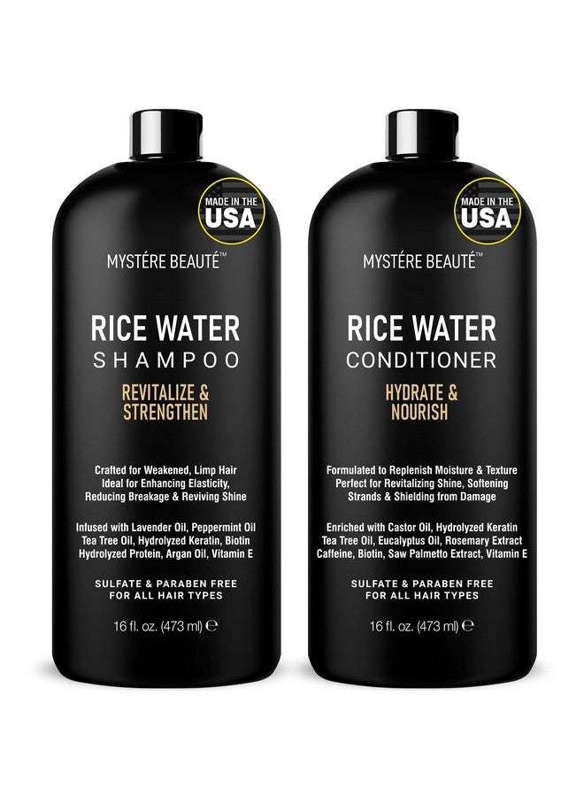 Rice Water Shampoo And Conditioner Set Ultranourishing Hair Care Set Promotes Growth Revitalizes Shine And Shields From Damage Infused With Essential Oils 16 Fl Oz Each