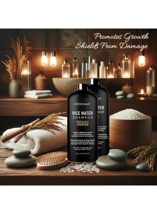 Rice Water Shampoo And Conditioner Set Ultranourishing Hair Care Set Promotes Growth Revitalizes Shine And Shields From Damage Infused With Essential Oils 16 Fl Oz Each