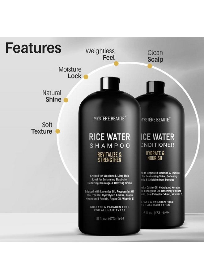 Rice Water Shampoo And Conditioner Set Ultranourishing Hair Care Set Promotes Growth Revitalizes Shine And Shields From Damage Infused With Essential Oils 16 Fl Oz Each