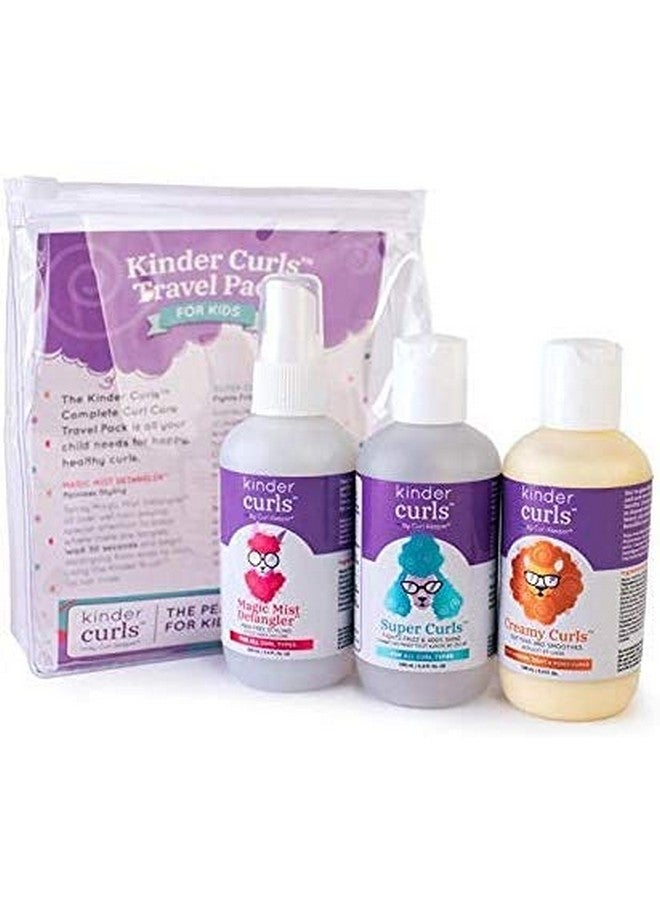 Kinder Curly Hair Travel Set For Kids Super Curls Styler Hair Cream Magic Mist Hair Detangler Spray & Curl Cream For Kids (3Pack 3 Oz Each) Curly Hair Products For Natural Beauty