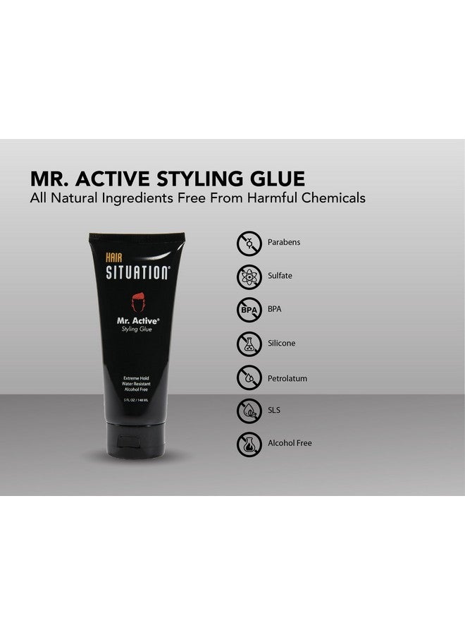 Mr. Active Styling Glue Hair Gel For Men Water Resistance Extreme Hold Nonflaking & Alcohol Free (3 Pack)