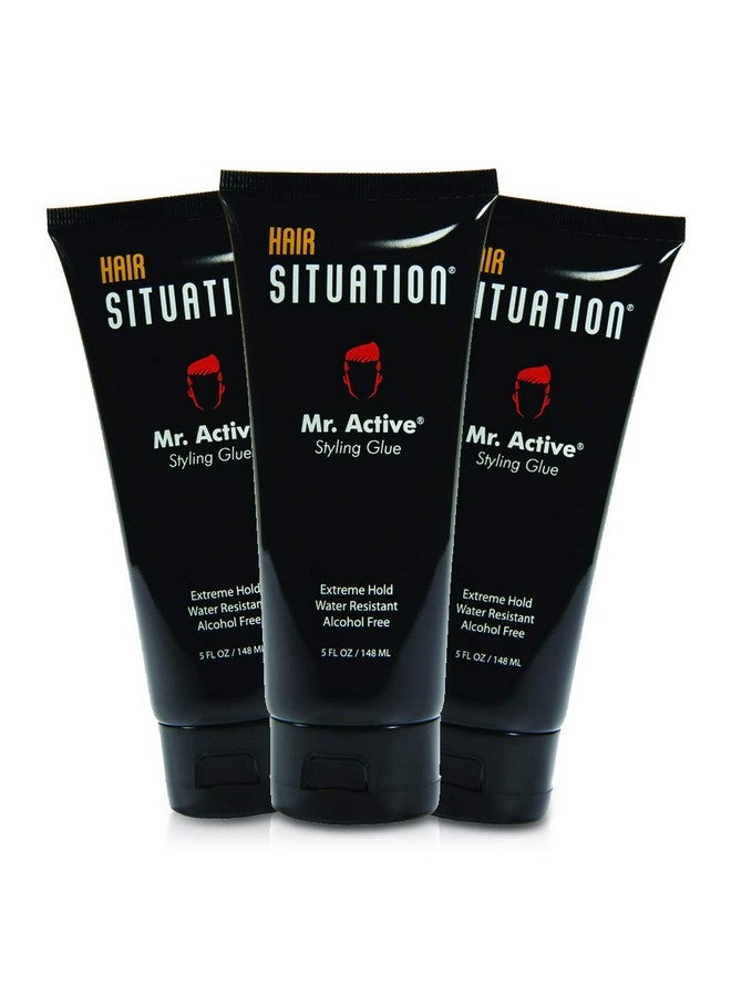 Mr. Active Styling Glue Hair Gel For Men Water Resistance Extreme Hold Nonflaking & Alcohol Free (3 Pack)