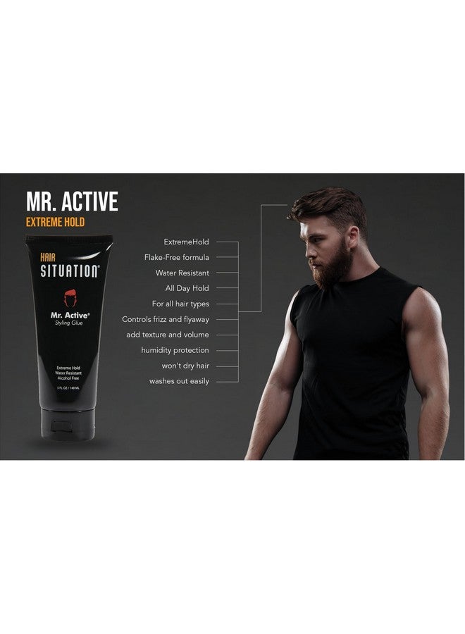 Mr. Active Styling Glue Hair Gel For Men Water Resistance Extreme Hold Nonflaking & Alcohol Free (3 Pack)
