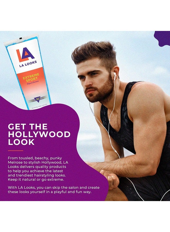 La Looks Absolute Syling Hair Gel Extreme Sport 8 Oz Hold For High Performance Activity Controls Hair In High Humitiy Safe For Colortreated Hair