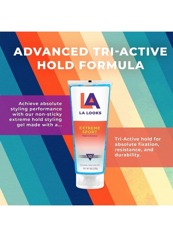 La Looks Absolute Syling Hair Gel Extreme Sport 8 Oz Hold For High Performance Activity Controls Hair In High Humitiy Safe For Colortreated Hair