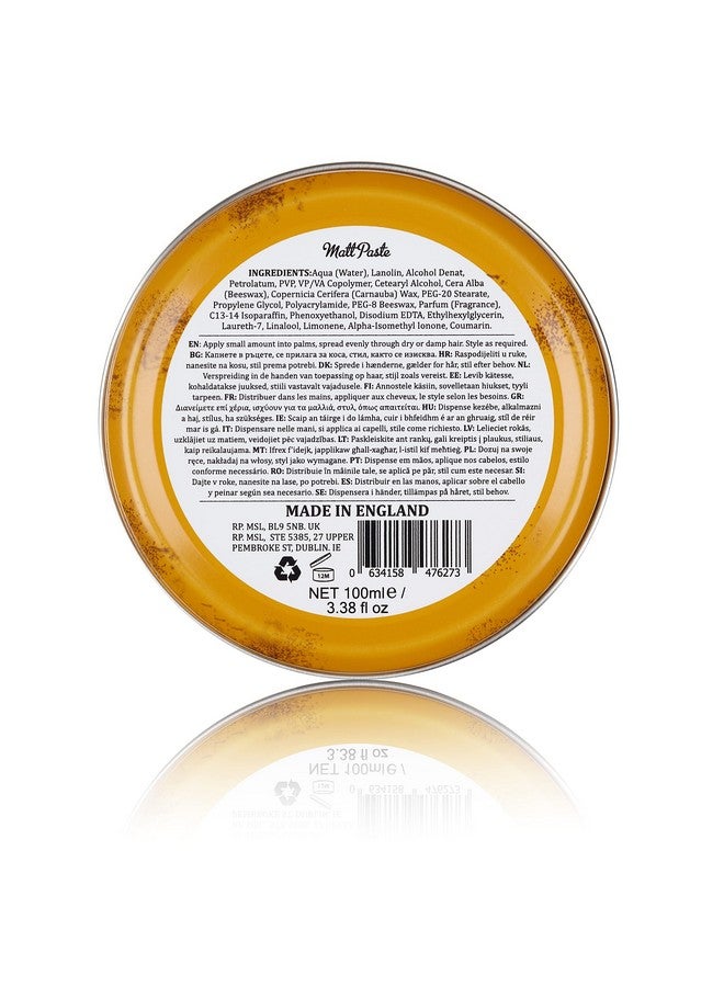 Matt Paste High Hold Low Shine Hair Paste For Men Versatile Hair Product With Flexible Hold For All Styles Vintage Cologne Fragrance 1 X 100Ml