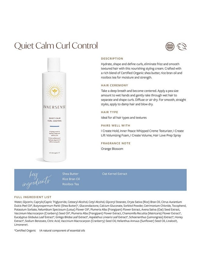 Organic Beauty Natural Quiet Calm Curl Control Nontoxic Crueltyfree Clean Haircare (Travel Size 2 Fl Oz 59 Ml)