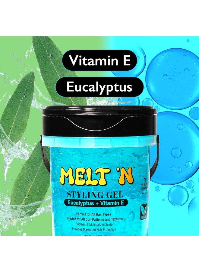 Melt'N Styling Gel Eucalyptus Oil And Vitamin E 16Oz Strong Hold Styling Hydrates And Moisturize Gives High Shine And Refreshing And Cooling Sensation No Frizz Or Brekage