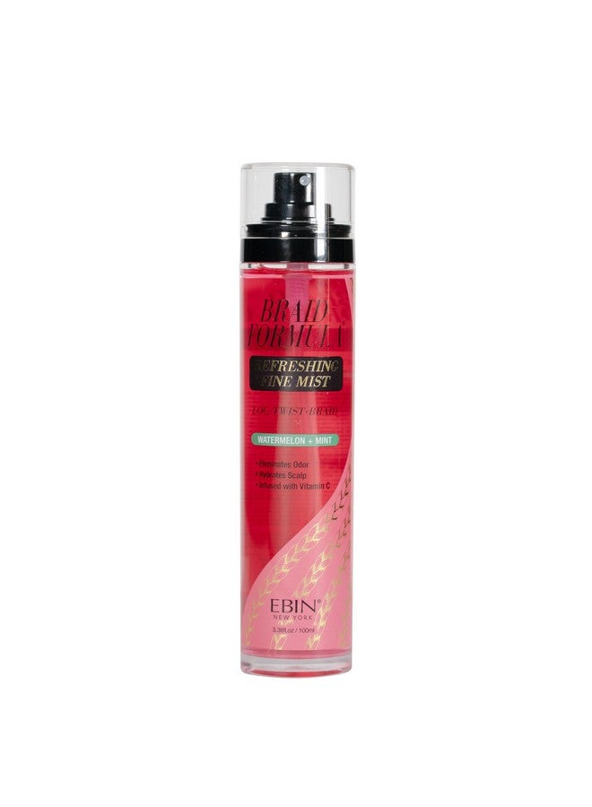 Braid Formula Refreshing Fine Mist 3.38 Fl. Oz. Watermelon + Mint Elmiantes Odor Gives High Shine Infused Vitamin C For Hydrating Your Scalp No Breakage No Frizz