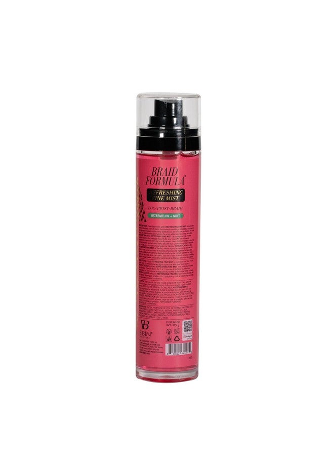 Braid Formula Refreshing Fine Mist 3.38 Fl. Oz. Watermelon + Mint Elmiantes Odor Gives High Shine Infused Vitamin C For Hydrating Your Scalp No Breakage No Frizz