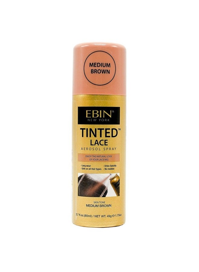 Tinted Lace Aerosol Spray Medium Brown 2.7Oz/ 80Ml Quick Dry Water Resistant No Residue Water Resistant Even Spray Matching Skin Tone Natural Look