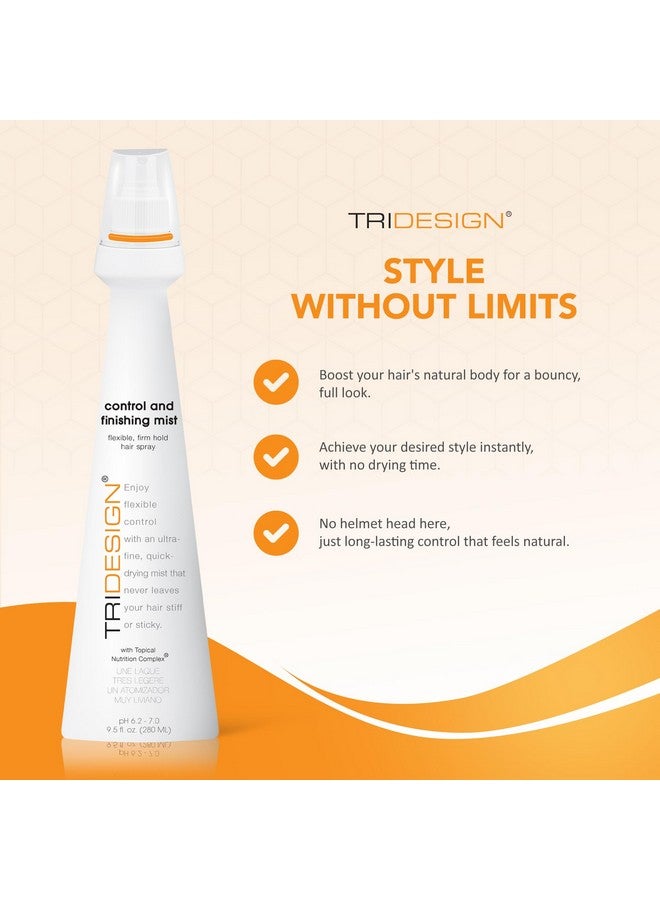 Tri Design Control And Finishing Mist Volumizing For All Hair Types Protect And Unleash Flexible Control With Ultra Fine Finishing For Fast Drying Styling Freedom For Men & Women 9.5 Oz