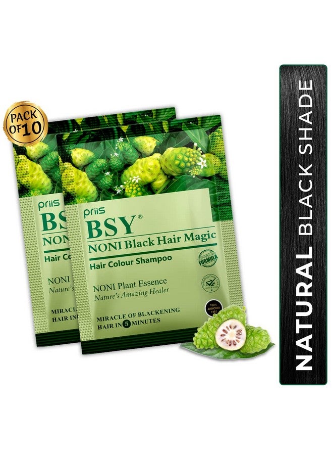 Noni Black Hair Magic Hair Color Shampoo (20Ml X 10 Sachets) Ammonia Free Hair Colour For Mennatural Black Permanent Hair Dye Shampoo For Women Noni Fruit Hair Dye 5 Minutes Hair Colour