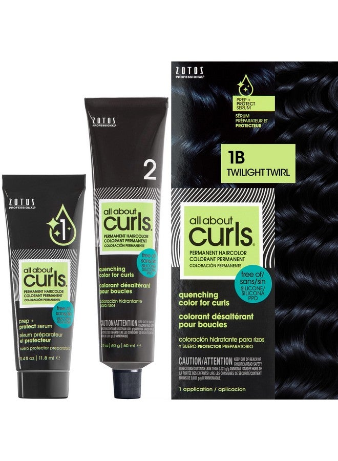1B Twilight Twirl Permanent Hair Color (Prep + Protect Serum & Hair Dye For Curly Hair) 100% Grey Coverage Nourished & Radiant Curls