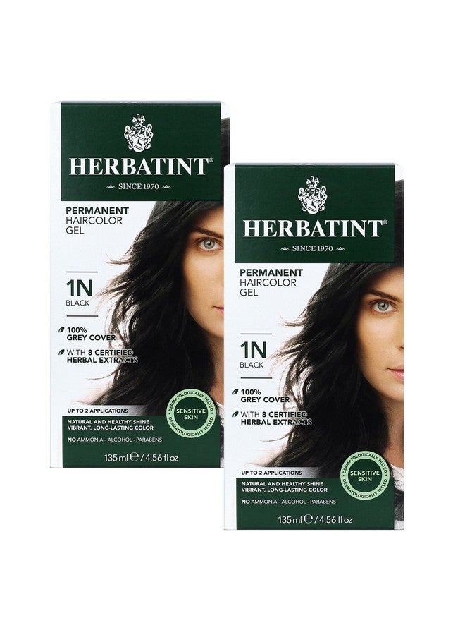 Permanent Haircolor Gel 1N Black Alcohol Free Vegan 100% Grey Coverage 4.56 Oz (2 Pack)