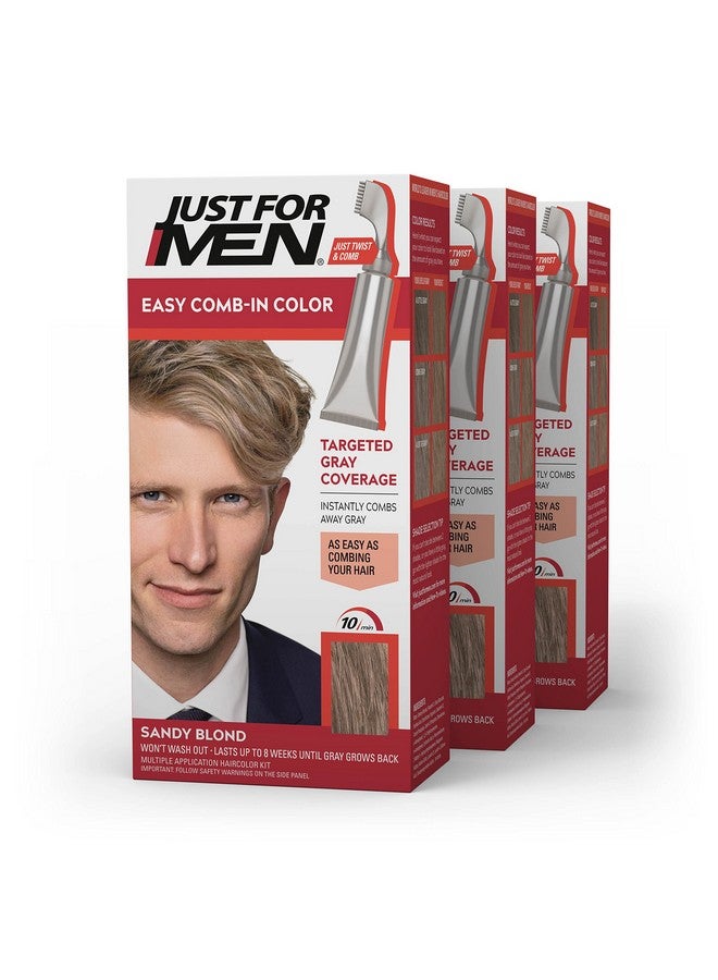 Easy Combin Color Mens Hair Dye Easy No Mix Application With Comb Applicator Sandy Blond A10 Pack Of 3