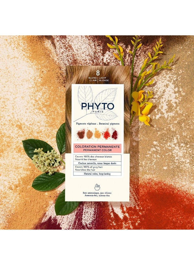 Phyto Phytocolor Permanent Hair Color 8 Light Blonde With Botanical Pigments 100% Grey Hair Coverage Ammoniafree Ppdfree Resorcinfree 0.42 Oz.