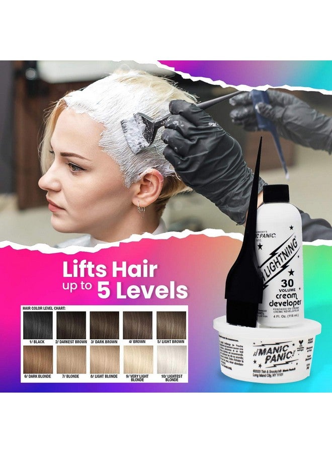 Flash Lightning Hair Bleach Kit 30 Volume Developer + Bleach Powder Hair Lightener Lifting Up To Five Levels Vegan And Cruelty Free (2 Pack)